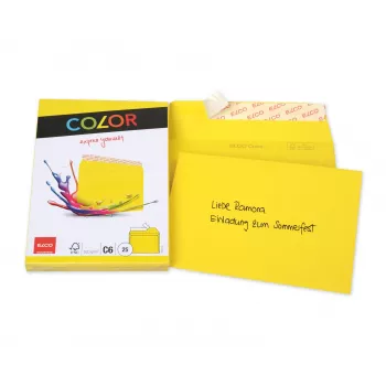 Busta ELCO Color C6 (114 x 162 mm), senza finestra, autoadesiva, 100 g/m², giallo, 25 pezzi (74634.72)