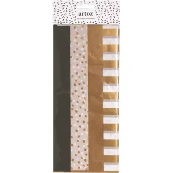 ARTOZ PAPIER Carta Silk a righe assortite rame/nero/bianco 50 x 70 cm (144500-77)