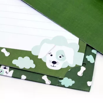 Artoz Papier Carta da lettere con buste motivo cane verde oliva ca. DIN A5 80 g/m² 1 confezione