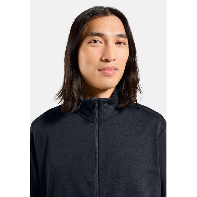 Odlo Grid Fleece Mid Layer Full Zip giacca - Black Melange, Taglia L