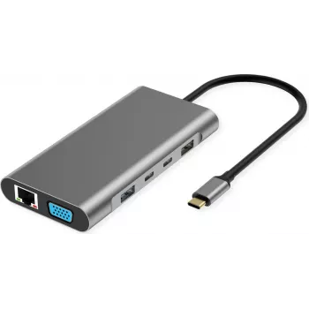 VALUE Docking station USB-C 10-in-1 4K60 2xHDMI 1xDP/VGA/GbE USB-C 2x PD - digitale/dati