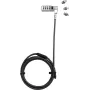 DICOTA Universal Security Cable Lock con 3 testine intercambiabili, lucchetto a combinazione, cavo da 2 m, nero