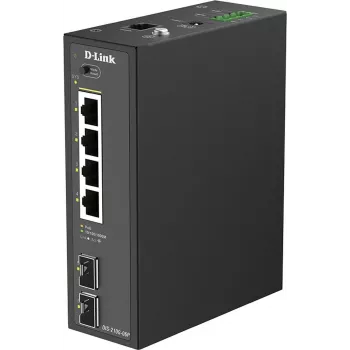 D-Link DIS-210G-06P switch industriale Gigabit PoE+ smart managed, 4 porte PoE+, 2 SFP, 120W