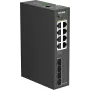 D-Link DIS-210G-12UP switch industriale smart managed, 12 porte Gigabit, 8 PoE+, 240W, guida DIN/a parete