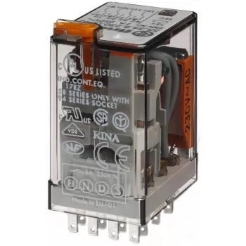 Finder Mini relè industriale a innesto 55.34.8.230.5050, 4PDT, 230 V AC, 7 A