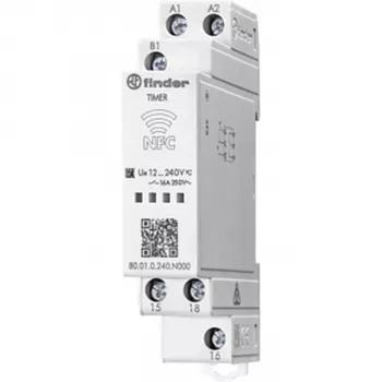 Finder 80.01.0.240.N000 Relè temporizzatore multifunzione, 240 V AC/DC, 2 s - 24 h, 1 scambio, collegamento a vite, 17,5 mm