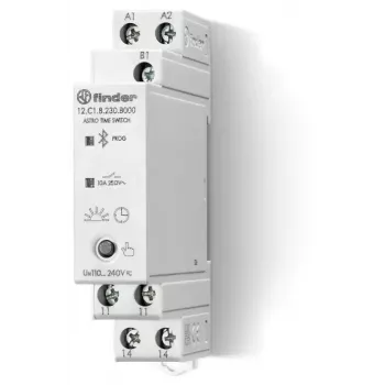 Finder 12.C1.8.230.B000 Timer digitale astronomico settimanale, 1 canale, 16 A, 230 V AC, guida DIN