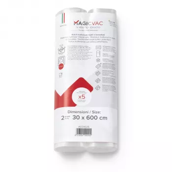 Magic Vac 2 rotoli di pellicola per vuoto con etichetta 30 cm x 6 m