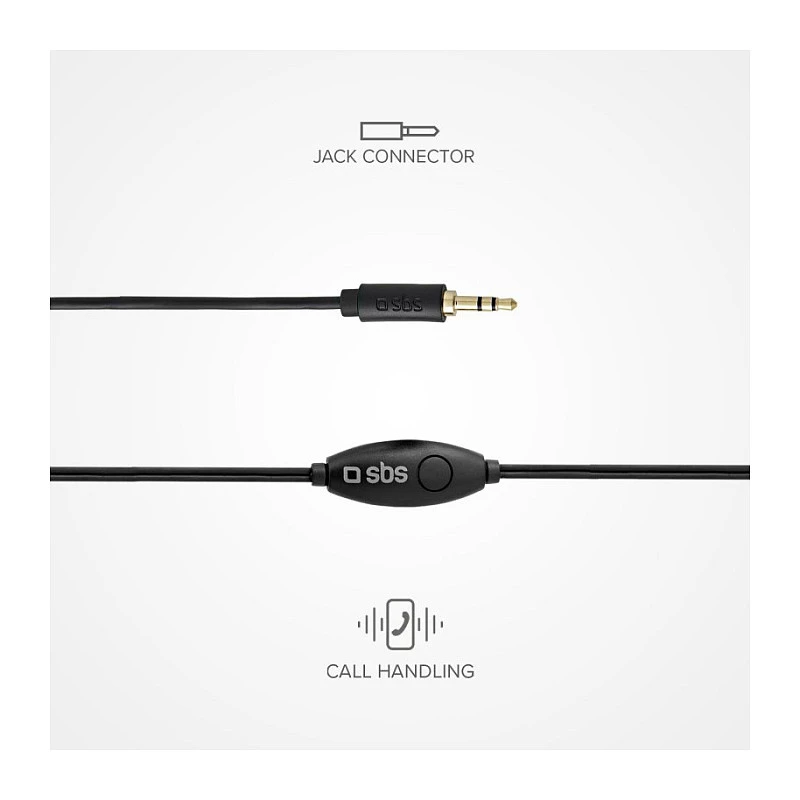 SBS TEINEARKL Auricolare in-ear con microfono - Nero - Con filo - Cavo 1,2 m - Jack 3,5 mm - Telefonate e musica