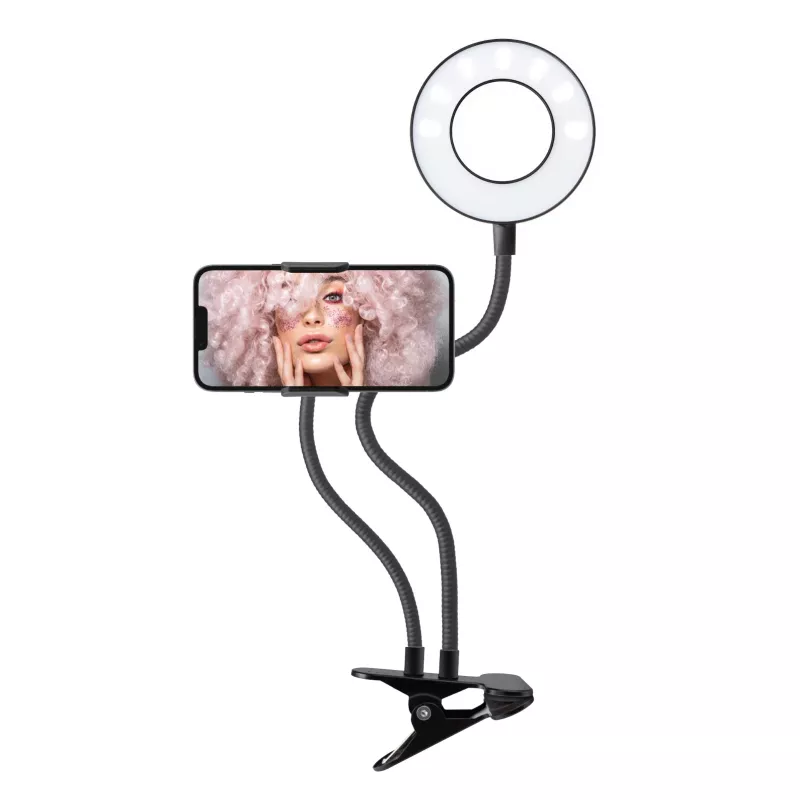 SBS clip da tavolo orientabile con luce ad anello LED 10 cm 3 modalità luce nero