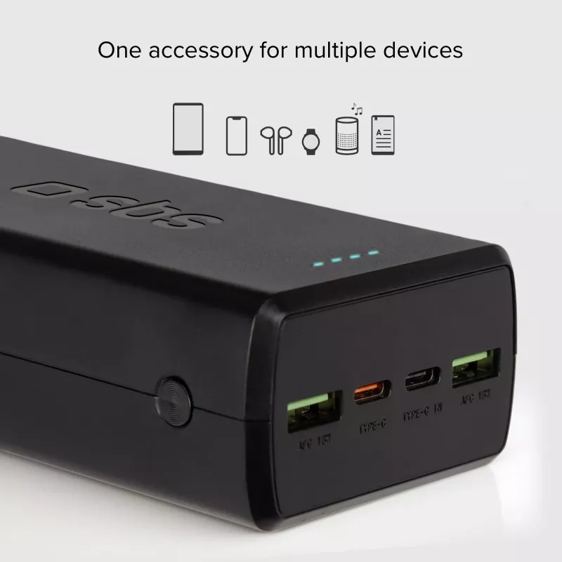 SBS Powerbank 30000 mAh Power Delivery 20W multi-porta nero