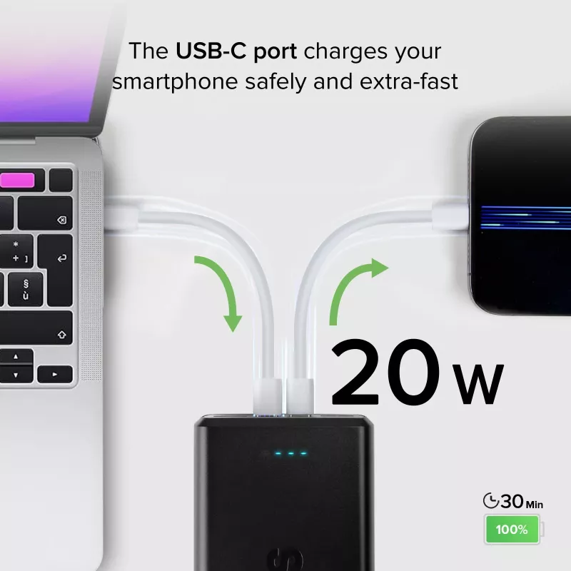 SBS Powerbank 30000 mAh Power Delivery 20W multi-porta nero