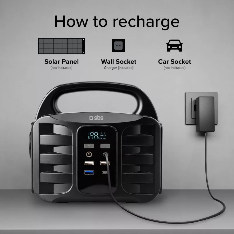SBS Portable Power Station 150W ricarica rapida nero (TEPOWST150W)