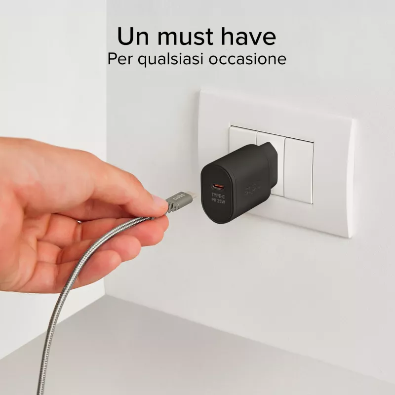 SBS TETR1CPD25 caricabatterie da parete USB-C 25W Power Delivery - nero