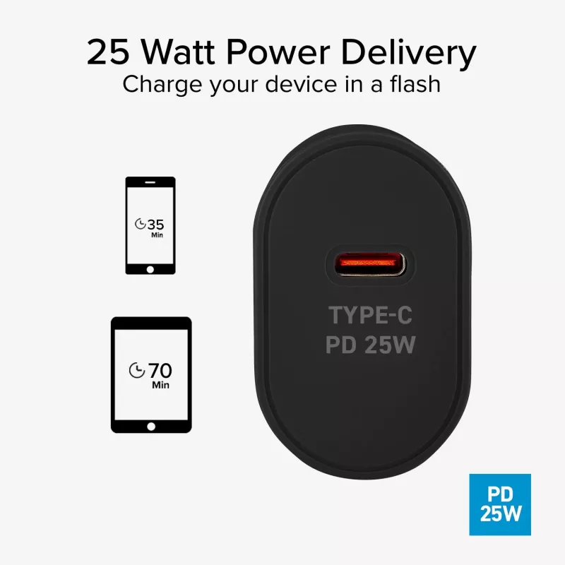 SBS TETR1CPD25 caricabatterie da parete USB-C 25W Power Delivery - nero