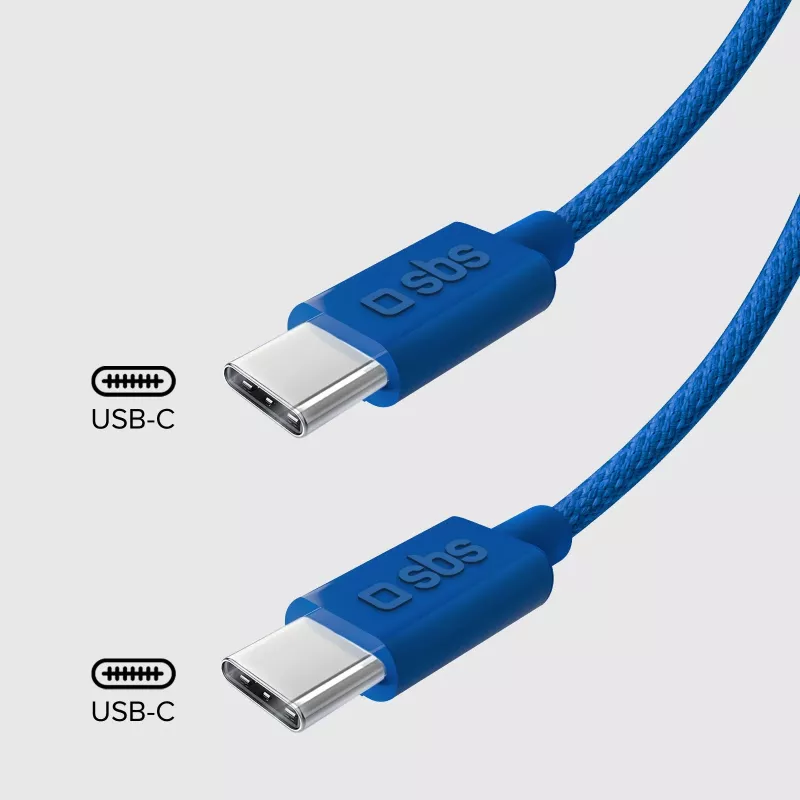 SBS TECABLE TISSUE TCCB cavo USB-C a USB-C 1,5m 60W intrecciato - blu