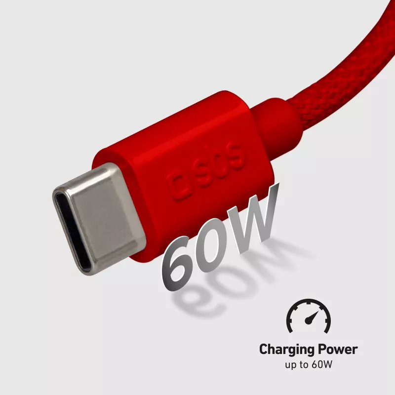 SBS TECABLETISSUETCCR cavo USB-C a USB-C 1,5 m 60 W intrecciato rosso