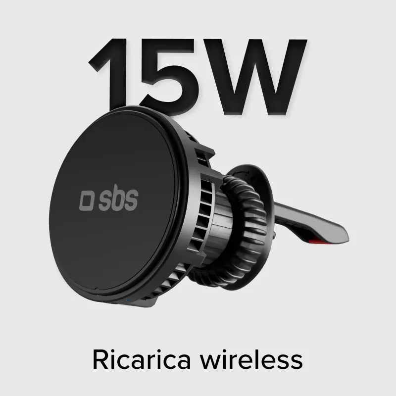 SBS TESUPFANWIR15W caricabatterie wireless auto Qi 15W con ventola di raffreddamento - nero