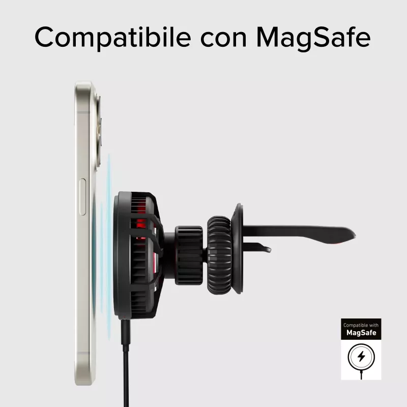 SBS TESUPFANWIR15W caricabatterie wireless auto Qi 15W con ventola di raffreddamento - nero