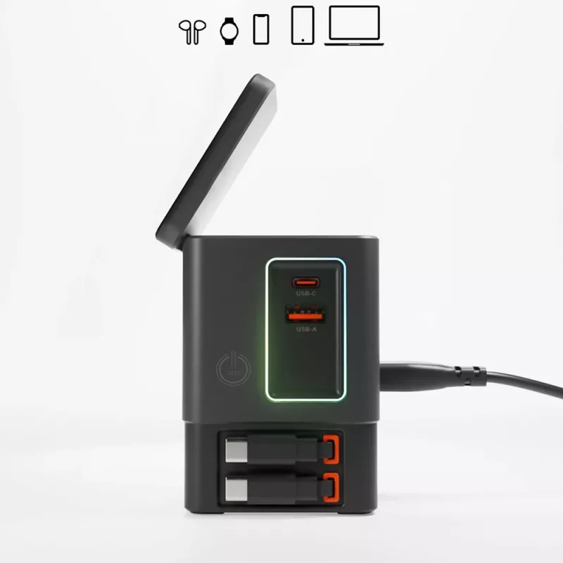 SBS Power Dock stazione di ricarica 6-in-1 compatibile MagSafe, supporto e cavi USB-C 65W – nero
