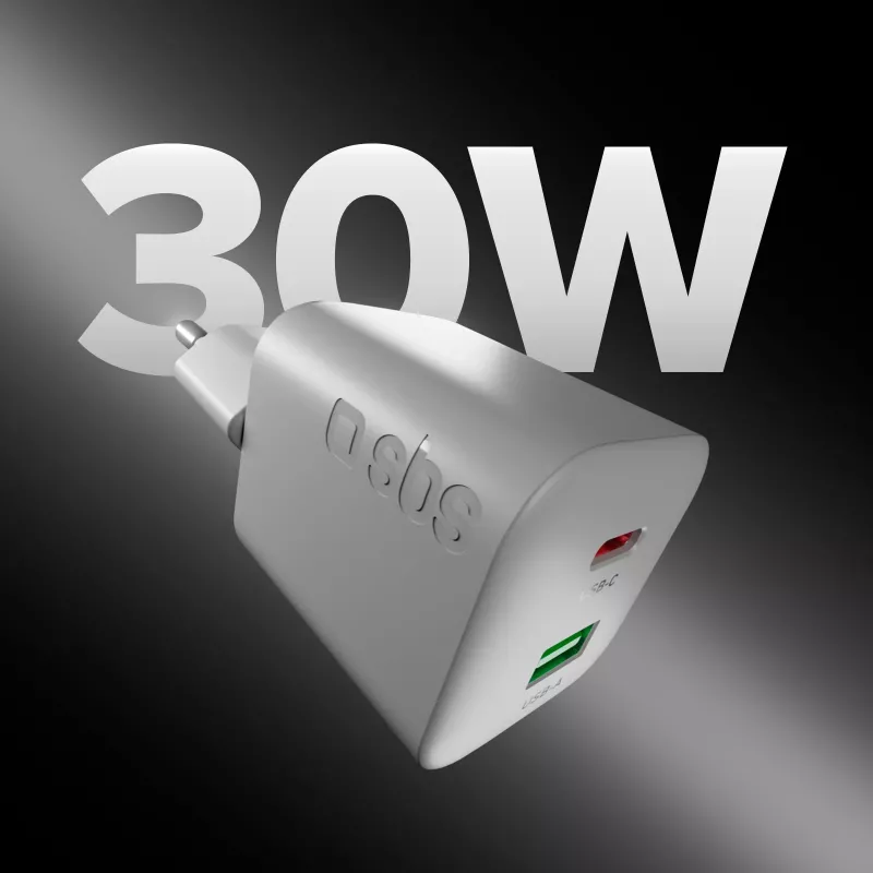 STEP BY STEP SBS caricabatterie USB-C 30W 1C + 1A bianco con cavo da 1,5 m