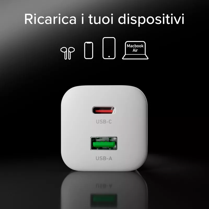 STEP BY STEP SBS caricabatterie USB-C 30W 1C + 1A bianco con cavo da 1,5 m