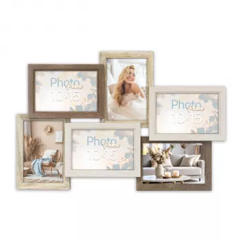 ZEP Trani 6Q SH566 cornice gallery multipla in MDF per 6 foto 10x15 cm nero