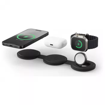 Satechi OntheGo Caricatore wireless 3-in-1 con Qi2, nero, 15W, ST-QTG31K