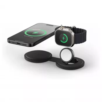 Satechi OntheGo Caricatore wireless 2-in-1 con Qi2, nero, 15W, ST-QTG21K
