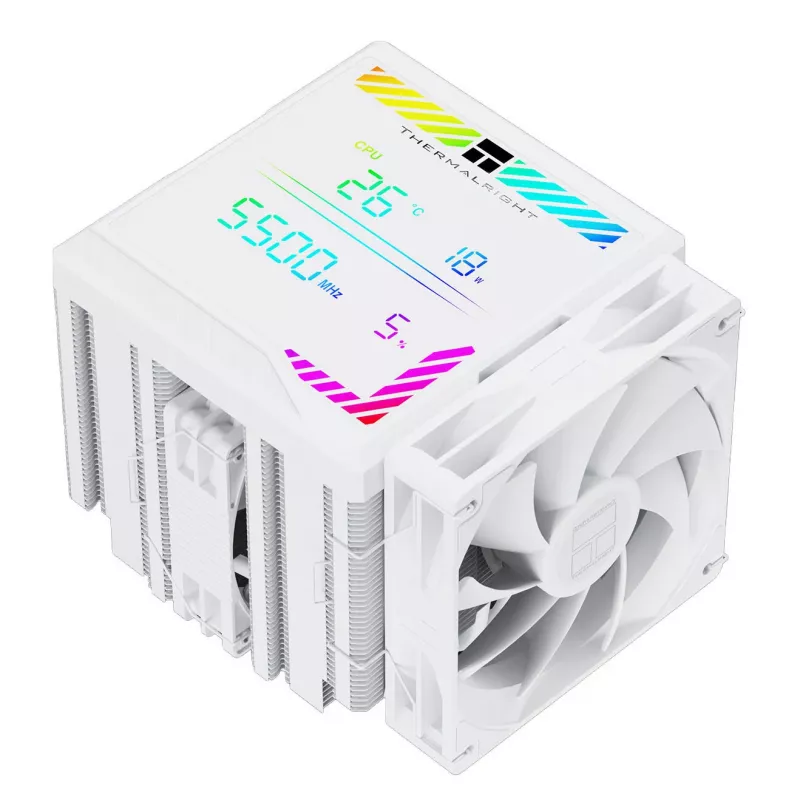 Thermalright Peerless Assassin 140 Digital White dissipatore ad aria per CPU a doppia torre, 7 heatpipe, 2 ventole PWM da 140 mm, LED bianco, Intel/AMD