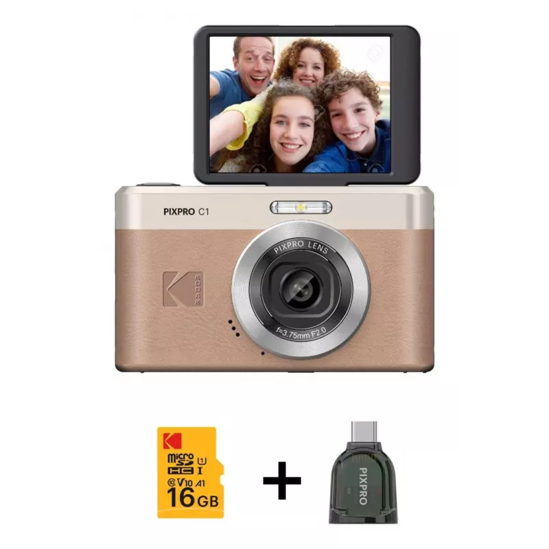 Kodak PixPro C1 fotocamera digitale marrone + scheda di memoria 16GB