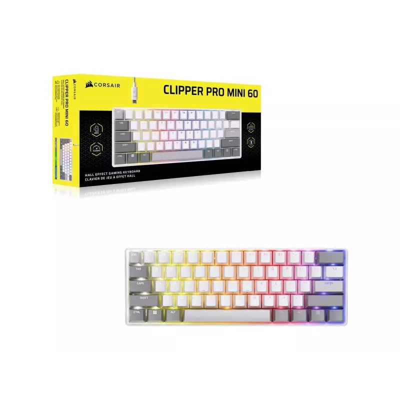 CORSAIR CLIPPER PRO MINI 60 tastiera gaming Hall Effect bianca