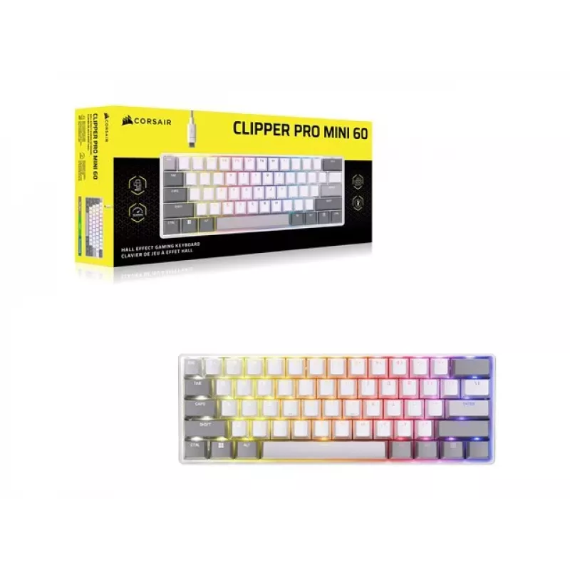 CORSAIR CLIPPER PRO MINI 60 tastiera gaming Hall Effect bianca