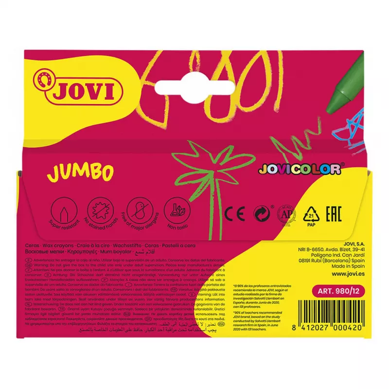 Jovi Pastelli a cera Jumbo colori assortiti confezione da 12