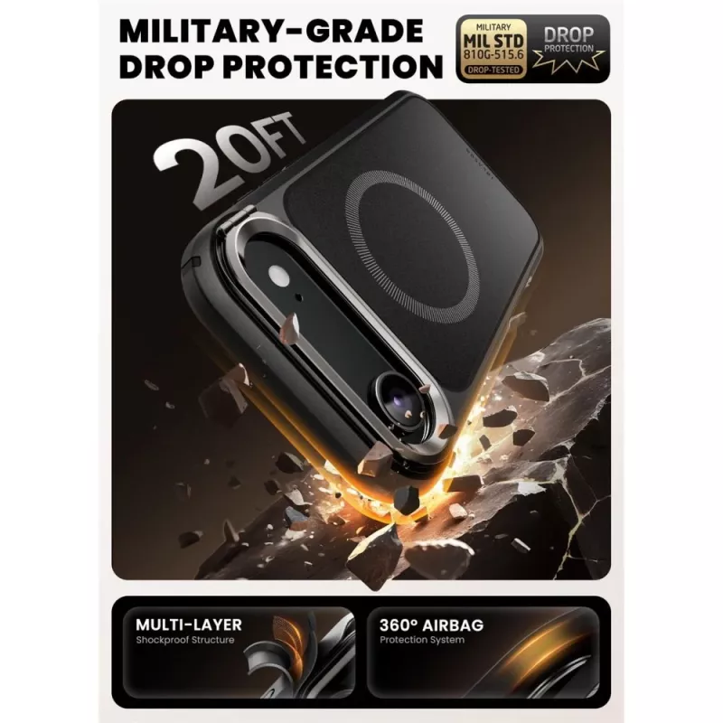 SUPCASE i-Blason Ares Flip custodia MagSafe con protezione display integrata per Apple iPhone Air, nero