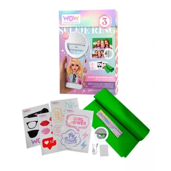 KIDS ring light LED per smartphone selfie vlog + set accessori greenscreen 1,5x1m Wow Generation / Wow00024