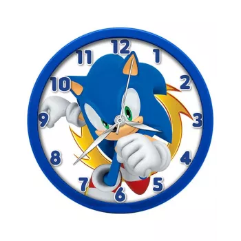 Orologio da parete per bambini Sonic The Hedgehog 25 cm rotondo in plastica analogico al quarzo multicolore