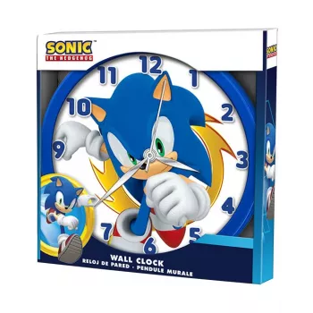 Orologio da parete per bambini Sonic The Hedgehog 25 cm rotondo in plastica analogico al quarzo multicolore