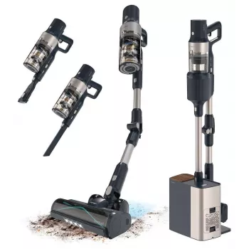 Cecotec Conga Rockstar 5500 Hurricane Station Flex scopa elettrica a batteria 3-in-1, 26 kPa, 680 W, 90 min di autonomia, litio