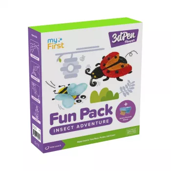 myFirst 3dPen Make Filaments Fun Pack Insect Adventure - set creativo per penna 3D: 5 modelli, 17 filamenti PCL (34 m), modulo auto pull-back, pellicola termoplastica