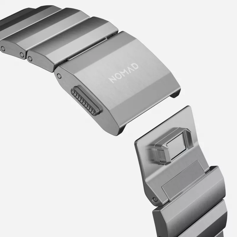 NOMAD Titanium Band V3 - Bracciale in metallo spazzolato Natural Titanium per Apple Watch 46mm/49mm