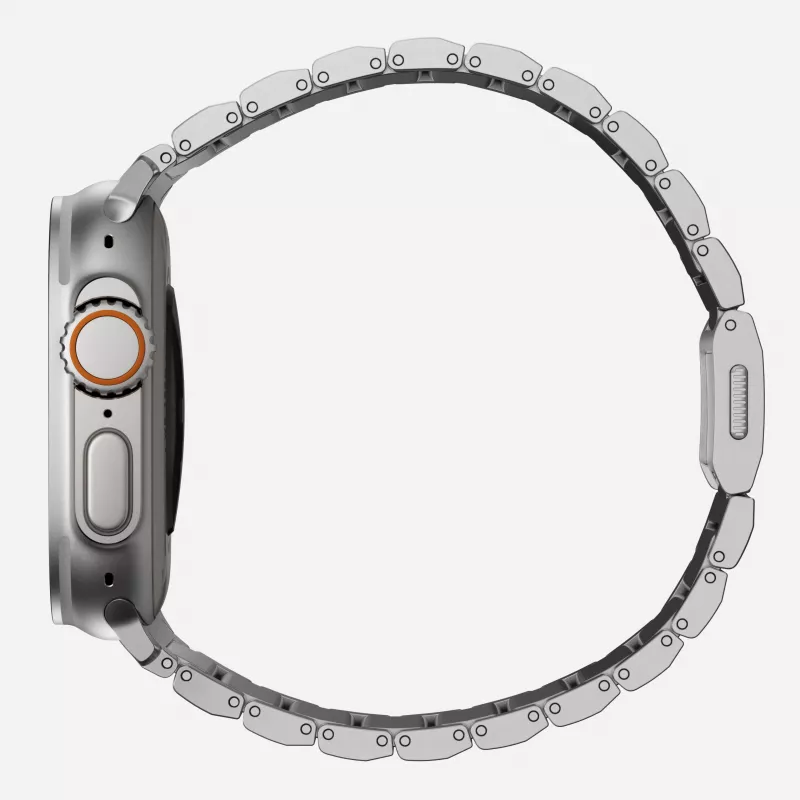NOMAD Titanium Band V3 - Bracciale in metallo spazzolato Natural Titanium per Apple Watch 46mm/49mm