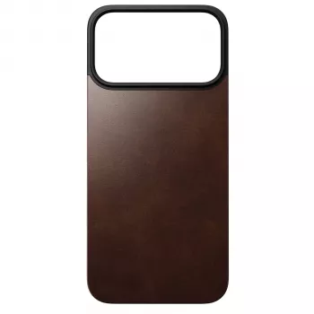 Nomad Modern Leather Back Case per Apple iPhone 17 Pro Max, compatibile MagSafe, pelle Horween full grain, Rustic Brown