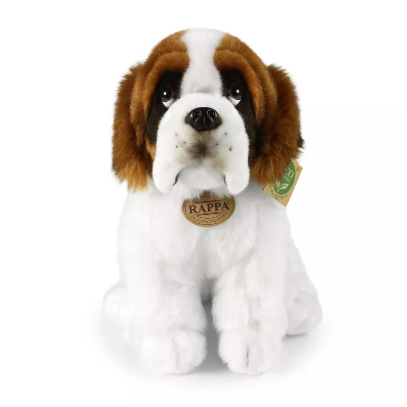 Rappa Cane San Bernardo peluche ecologico, seduto, 30 cm, marrone/bianco/nero
