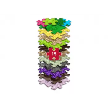 MUFFIK Set tappetino sensoriale ortopedico 15-in-1, piastrelle puzzle ad incastro per correggere i piedi intraruotati, 15 pezzi, multicolore