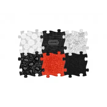 Muffik Set tappetino sensoriale ortopedico 6-in-1 Baby nero e bianco 6 tappetini puzzle gioco sensoriale Muffik MFK-023-3