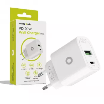 Mobile Origin Caricabatterie da parete PD20W MO12 bianco 1x USB-A + 1x USB-C