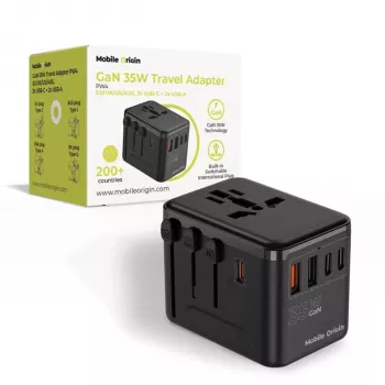 Mobile Origin Adattatore da viaggio 35W GaN PW4 EU/UK/US/AUS 3C+2A