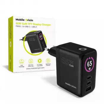 Mobile Origin Caricabatterie GaN 65W PW20 2x USB-C + USB-A
