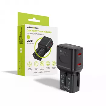 Mobile Origin 45W Travel Adapter EU/US/UK/AU PW26, nero